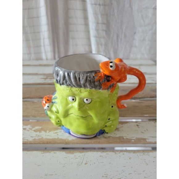 JCPenney Frankenstein lizard Halloween cup mug as is vintage home collection - Picture 1 of 10